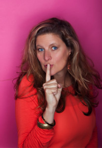 Photo of Sarah Petty shushing