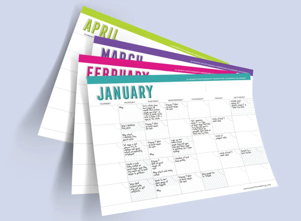 photography marketing calendar
